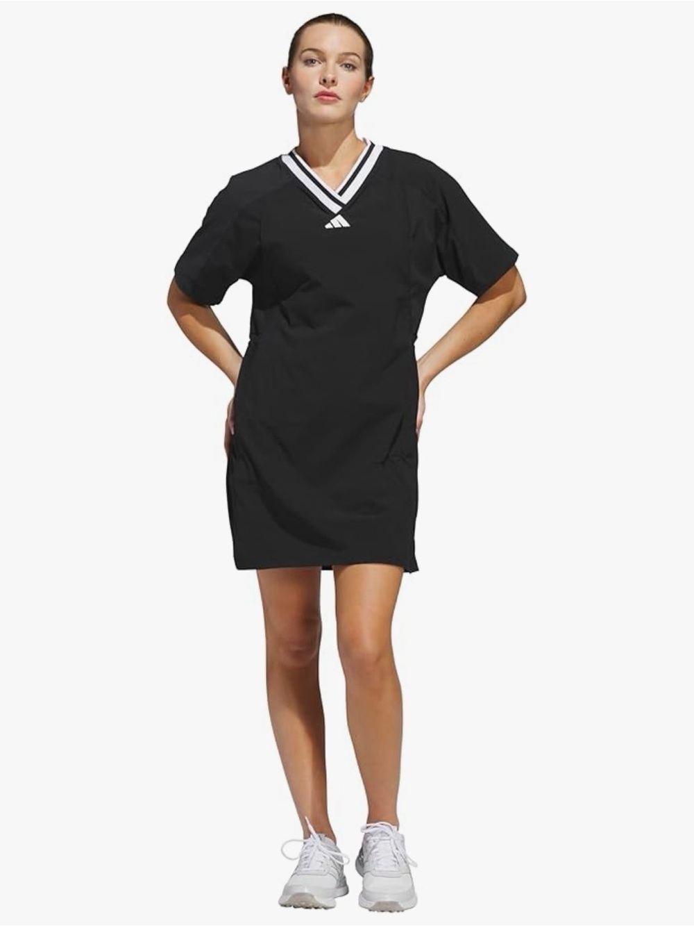 Adidas Women’s Beyond V-Neck Adjustable Dress Black White SZ 2X